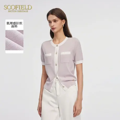 【含桑蚕丝】Scofield女装静奢针织衫气质短袖T恤夏针织外套商品大图