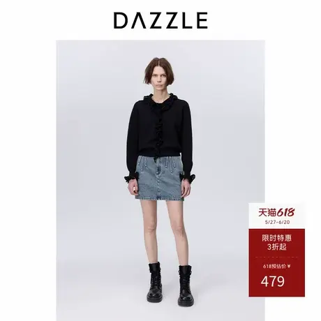 DAZZLE地素奥莱 半身裙秋冬女装牛仔复古做旧半裙图片