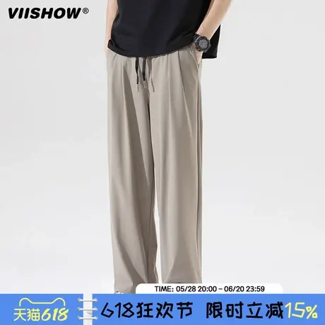 VIISHOW男装2024夏季新款抽绳束脚慢跑薄款显高显瘦冰丝休闲裤子商品大图