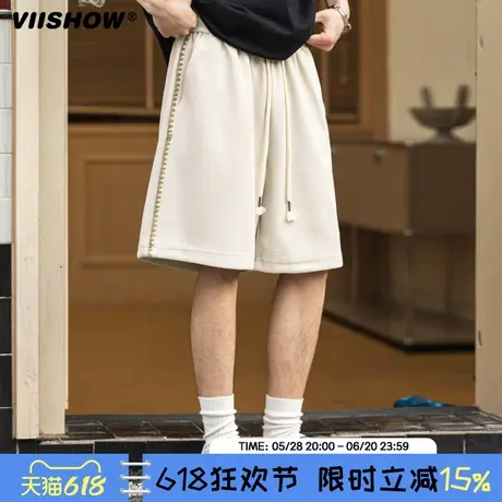 VIISHOW格纹运动休闲短裤夏季新款美式高街潮牌宽松透气五分裤男图片