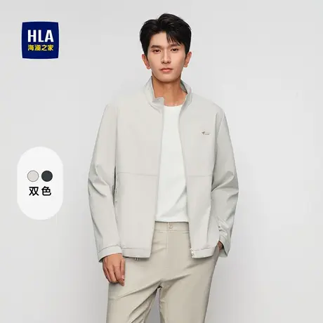 HLA/海澜之家商务易打理立领夹克25春夏新款拼接通勤休闲外套男装商品大图