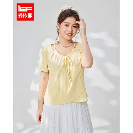 IEF/爱依服大码女装2025夏季新款法式温柔小女人气质通勤百搭上衣商品大图