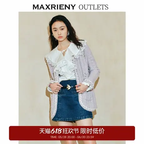 【奥莱】MAXRIENY华丽复古绣花金纱外套春季新品商品大图