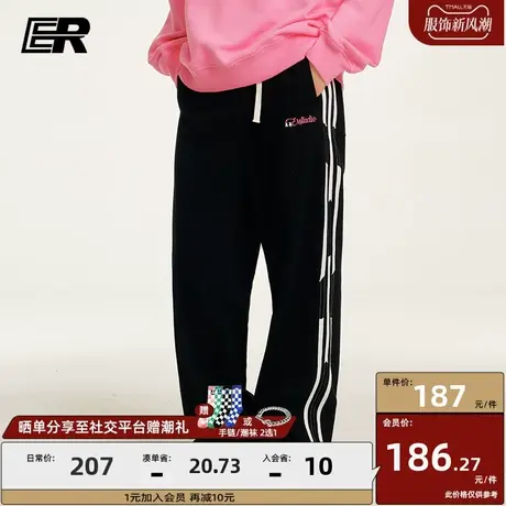 ER侧条休闲裤男2023秋季新款美式宽松潮牌复古直筒垂感长裤商品大图
