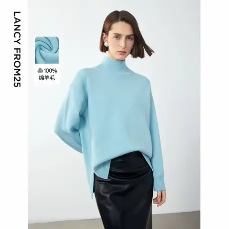 朗姿法式慵懒风高领气质高级感毛衣上衣女2024年冬季新款毛针织衫图片