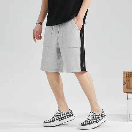 唐狮春夏休闲短裤男宽松垂感灰色运动裤黑色五分百搭潮少年感穿搭商品大图