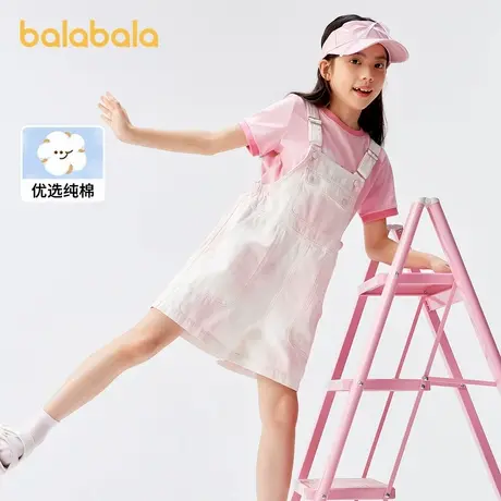 巴拉巴拉女童裤子儿童牛仔裤夏款中大童时尚短裤甜美纯棉背带裤潮商品大图