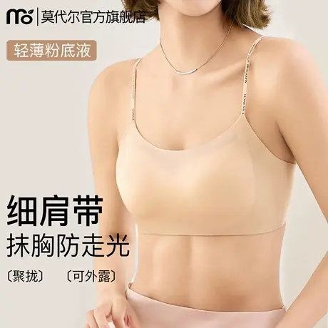 抹胸内衣女夏薄款小胸聚拢粉底液无痕美背吊带防走光细肩带文胸罩商品大图