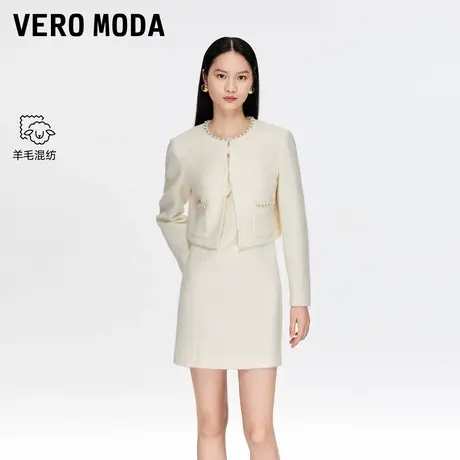 Vero Moda短外套2025冬季新款含绵羊毛亮钻小香风外套325448002商品大图