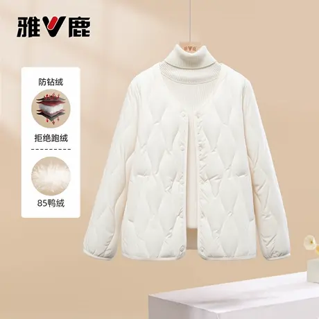 雅鹿官方正品冬季女款气质保暖防寒韩版轻薄修身显瘦鸭绒黑羽绒服商品大图