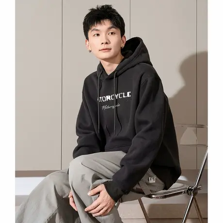 唐狮春季新款男生连帽卫衣绿色青少年套头休闲宽松外套潮流PTD图片