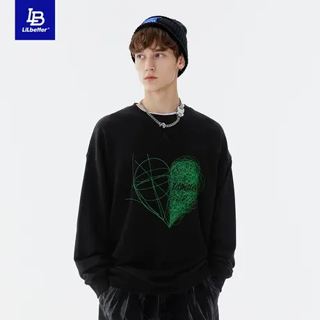 Lilbetter卫衣男秋装新款上衣美式潮流男装印花上衣宽松套头衫LB商品大图