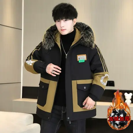 冬季棉衣男士加绒加厚外套帅气棉袄青少年初高中学生派克服夹克衫图片
