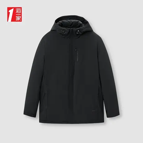 海一家基础款简约休闲保暖冬季外套时尚连帽中年男士羽绒服图片