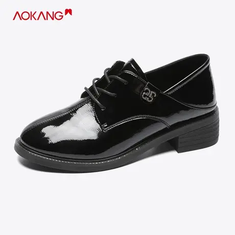 【门店发货】奥康女鞋 春秋气质 英伦休闲平底单鞋系带舒适女鞋图片