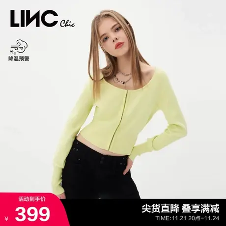 LINCCHIC金羽杰气质打底衫短款上衣女闺房风针织衫女S231SW159Y商品大图