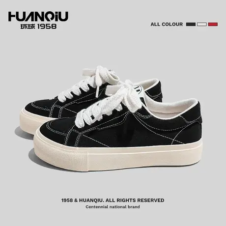 环球2024年春季新款复古设计感帆布鞋女鞋子小众港风百搭休闲板鞋商品大图