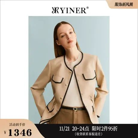 [名媛小香风]YYINER音儿专选女装秋季美拉德绵羊皮皮衣商品大图