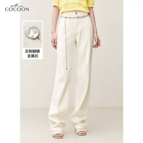 MISSCOCOON莱赛尔高腰阔腿牛仔裤女2023夏装新款直筒百搭休闲裤商品大图