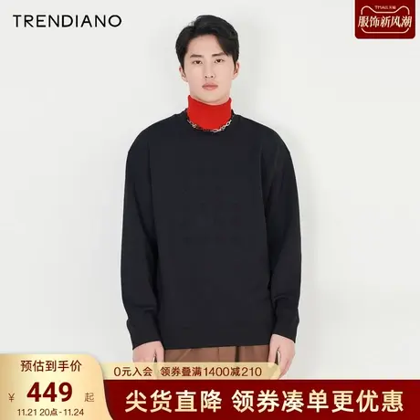 TRENDIANO官方2023新款春季男装套头圆领情侣卫衣商品大图