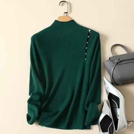 半高领毛衣套头打底衫女秋冬2023年新款内搭爆款百搭洋气针织衫女商品大图