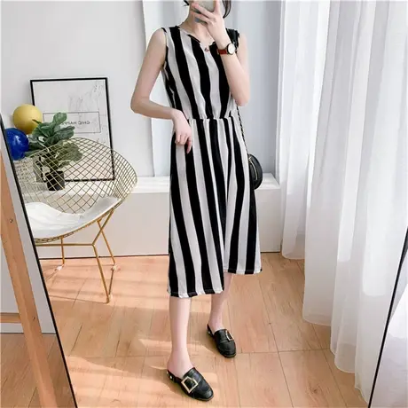 梦的马度假露背连衣裙超仙民族风吊带长裙沙滩海边气质蓝色雪纺裙商品大图