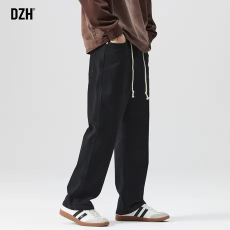 男士黑色牛仔裤男直筒潮牌宽松显瘦裤子男款秋季休闲长裤2023新款商品大图