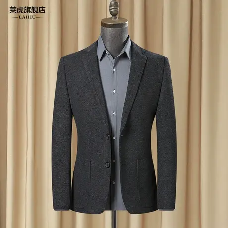 呢子西装外套男士商务修身秋冬季韩版潮流单件休闲小西服上衣男装商品大图