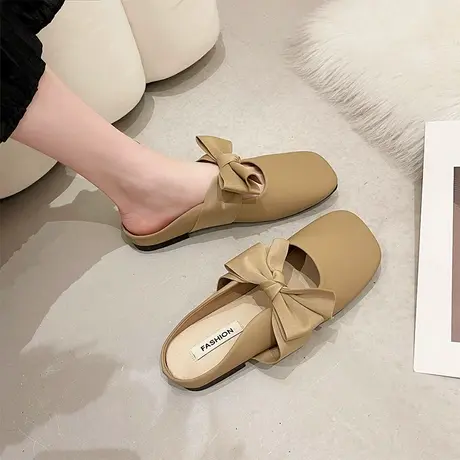 包头半拖鞋女外穿2023年春夏季新款时尚穆勒蝴蝶结潮单鞋ins凉拖商品大图