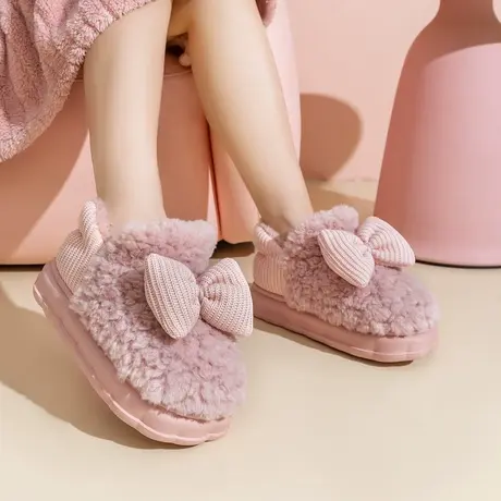 棉拖鞋女士冬季包跟外穿2024新款室内家居可爱厚底毛毛绒月子棉鞋商品大图