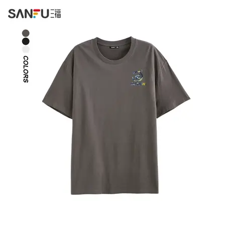 三福2023夏男士都市休闲圆领短袖  简约宽松T恤星空油画474705图片