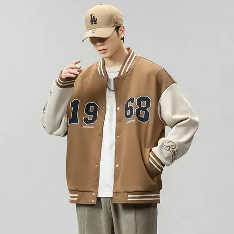 秋冬款百搭舒适男士字母夹克工装户外防风外套宽松外套男时尚潮流图片