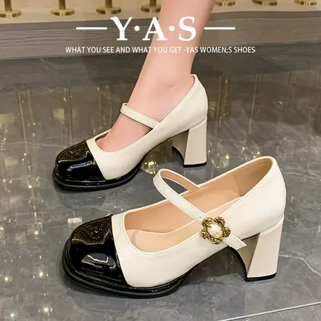 小香风拼色气质玛丽珍女鞋子2024年新款夏季圆头法式配裙晚晚单鞋商品大图