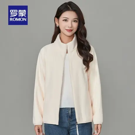 【摇粒绒】罗蒙女士时尚休闲服2024春季新款立领潮流百搭短款外套商品大图
