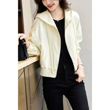 时尚休闲气质上衣外套2023年春季新款淑女宽松显瘦通勤连帽上衣商品大图