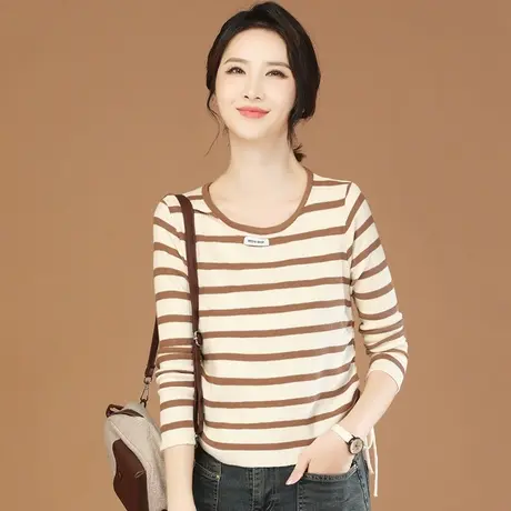 韩潮袭人圆领条纹针织衫早秋女装2023新款抽绳长袖毛衣短款上衣商品大图