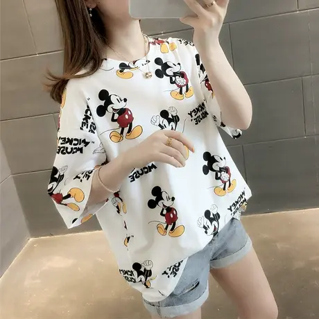 女装2023年新款秋季秋装纯棉短袖T恤宽松上衣服设计感打底衫爆款商品大图