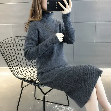 毛衣女装2023年新款春秋冬春款春装女士高领毛衣裙外穿中长款秋冬图片