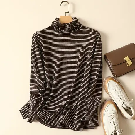 秋冬新款堆堆高领加厚套头毛衣女士宽松内搭针织显瘦打底衫女上衣商品大图
