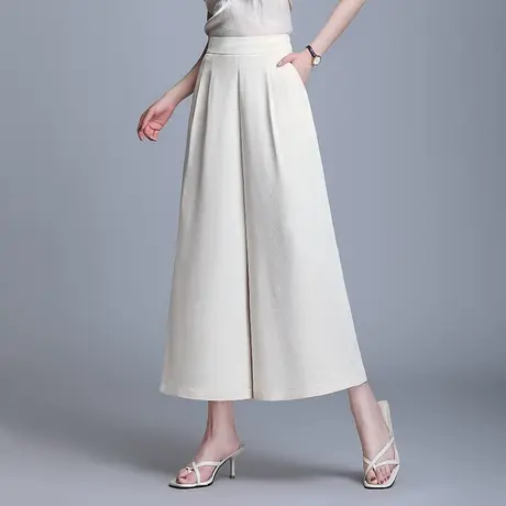 垂坠感阔腿裤女春夏薄款大码宽松九分裤2023新款高腰休闲裤裙裤子商品大图