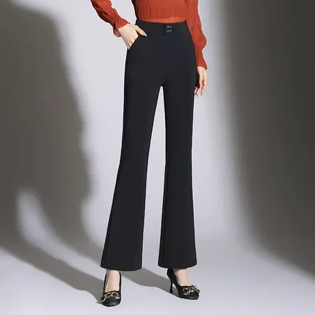 微喇裤女2023新款秋季高腰显瘦女裤弹力修身喇叭裤时尚百搭长裤子商品大图