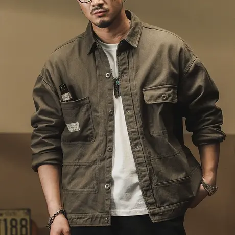 外套男春秋休闲宽松长袖百搭春秋季男士复古潮流夹克外套商品大图