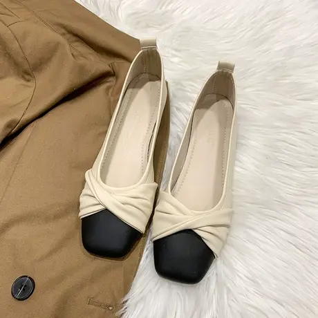 小众设计感平底单鞋女2023春季新款配裙子方头浅口软底奶奶鞋瓢鞋商品大图