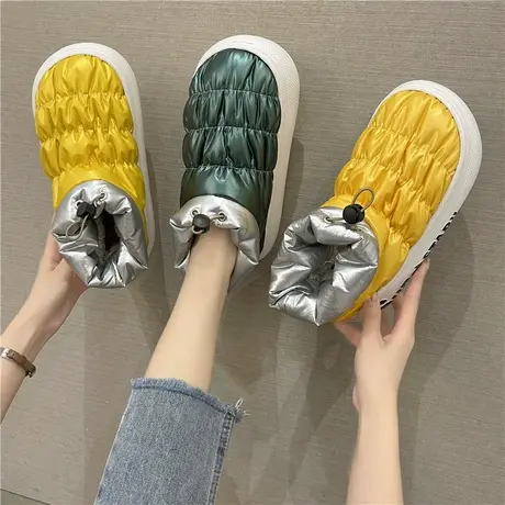 情侣棉拖鞋女冬季包跟羽绒防水加厚毛绒保暖居家室内外穿月子棉鞋商品大图