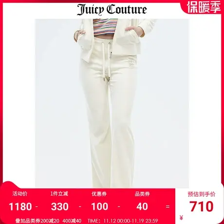 Juicy Couture橘滋休闲裤女秋冬新款美式运动宽松微喇天鹅绒长裤商品大图