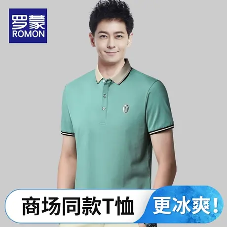 罗蒙男士t恤短袖纯棉上衣男夏季2023新款潮流男装翻领polo衫上衣图片