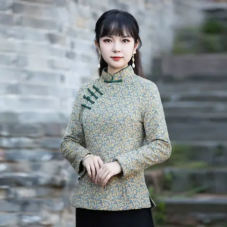筠雅唐装棉服女款冬季棉袄中国风旗袍上衣茶服小袄年轻款中式女装商品大图
