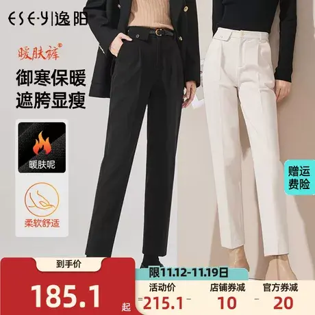 逸阳毛呢西装裤2023秋冬季新款高腰显瘦哈伦烟管加厚女士裤子商品大图