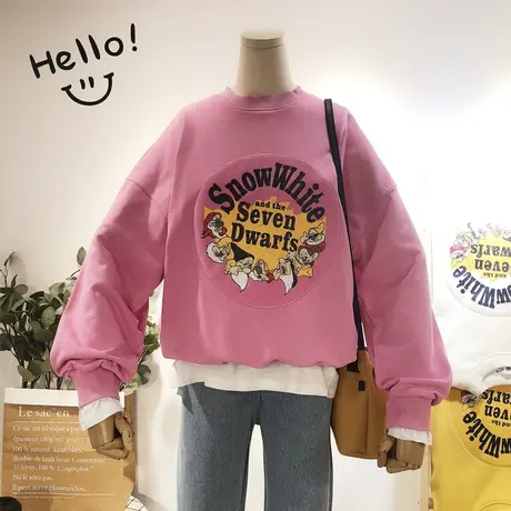 2020春款韩国东大门Ulzzang卡通减龄港风休闲宽松卫衣打底衫大码图片