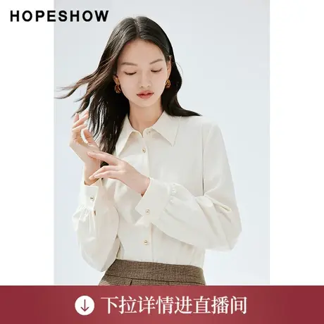 【直播专享】秋季肌理感直身正肩单排扣翻领衬衫90123320304红袖商品大图